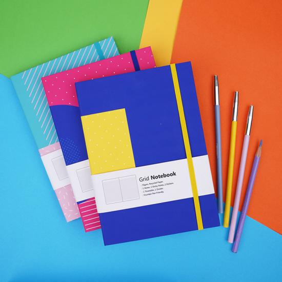 A5 Grid Notebook With Color-Coded Sections